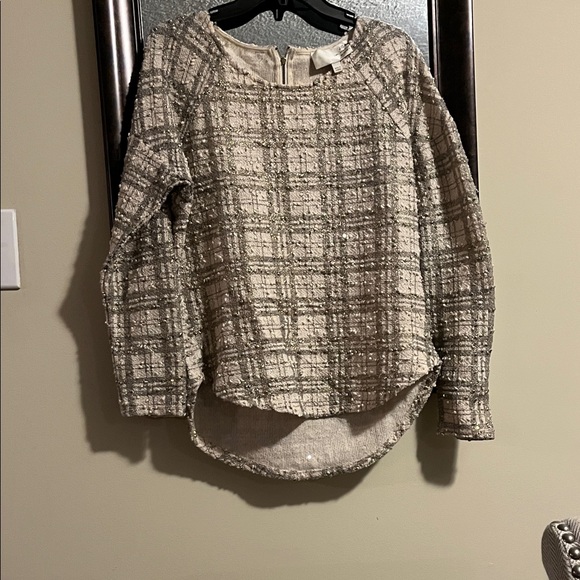 J.O.A. Beige Checkered Women's Blouse - Picture 1 of 4